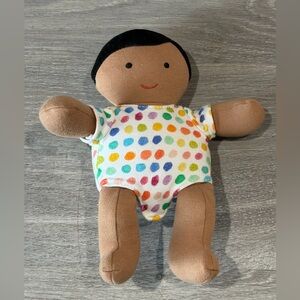 Lovevery Organic Cotton Baby Doll - Rainbow Polka Dot Bodysuit (The Thinker)